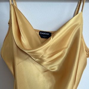 Bebe Satin/Silk Dress in Gold